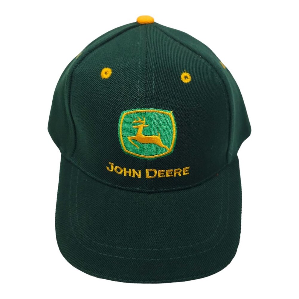 John Deere Embroidered Logo Youth Strapback Cap Wool Blend Baseball Hat NWOT
